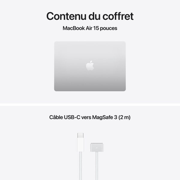 Contenu du coffret du MacBook Air 15 pouces Contenu du coffret du MacBook Air 15 pouces avec câble MagSafe 3