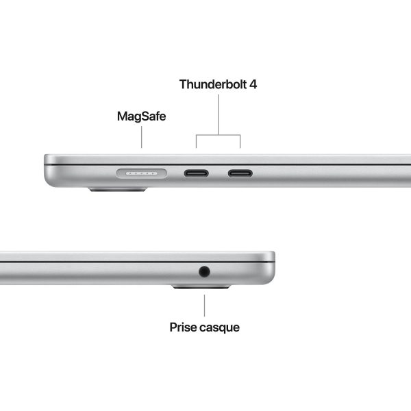 Connectique du MacBook Air 15 pouces Ports Thunderbolt 4, MagSafe 3 et prise casque du MacBook Air 15 pouces