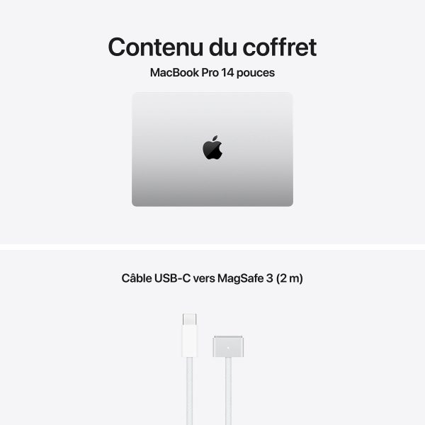 Contenu du coffret du MacBook Pro 14 pouces MacBook Pro 14 pouces et câble USB-C vers MagSafe 3