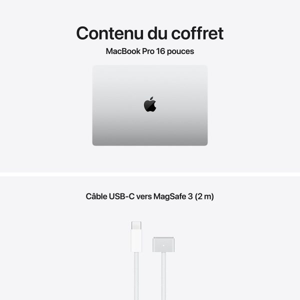 Contenu du coffret du MacBook Pro 16 pouces MacBook Pro 16 pouces et câble USB-C vers MagSafe 3