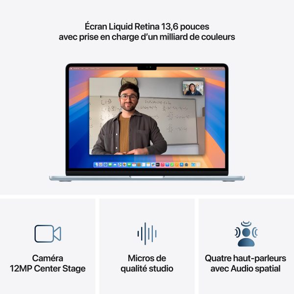 Écran et caméra du MacBook Air M4 Écran Liquid Retina, caméra Center Stage et système audio du MacBook Air M4